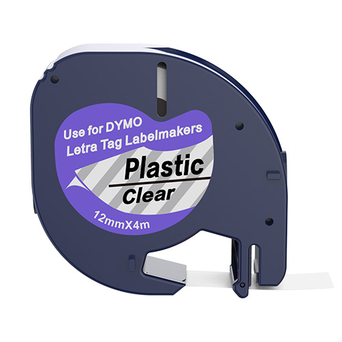 Dymo 12267 saderīga etiķešu lente, melns uz caurspīdīga, 12mm x 4m