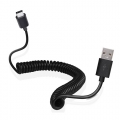 Gekrulde USB-C naar USB kabel - 1 meter - zwart