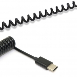 Gekrulde USB-C naar USB kabel - 1 meter - zwart
