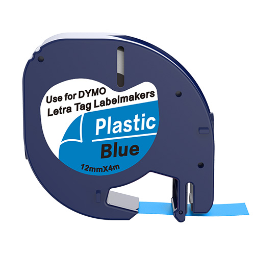 Dymo 91205 saderīga etiķešu lente, melns uz zila, 12mm x 4m