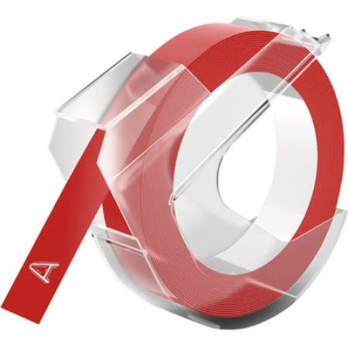 Dymo S0898150 compatible labeltape, white on red, 9mm x 3m