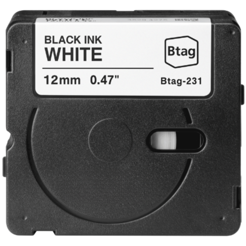 Brother Btag-231 saderīga uzlīmju lente melns uz balta 12mm