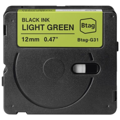 Brother Btag-G31 saderīga uzlīmju lente melns uz gaiši zaļa 12mm