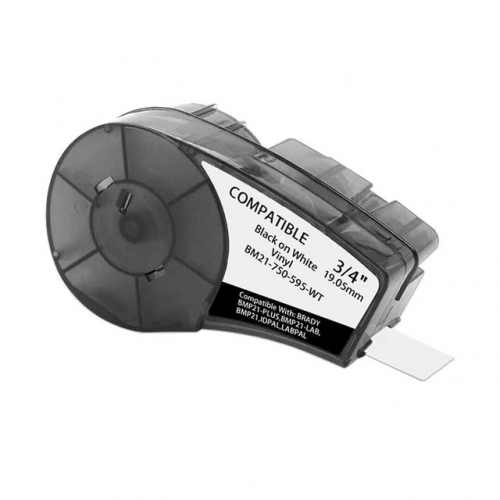 Brady M21-500-595-WT compatible labeltape, black on white, 12,7mm x 6,4m