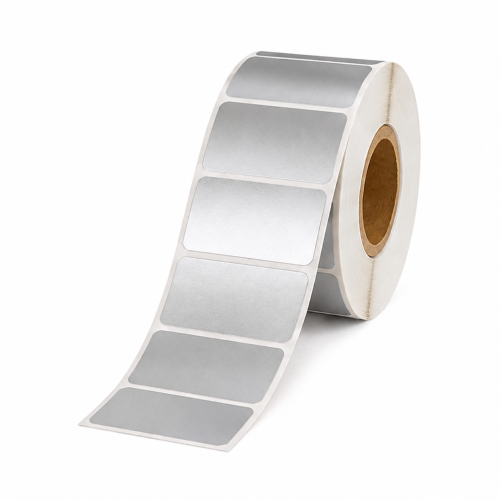 Zebra saderīgas etiķetes sudraba, 51 x 25mm, plastmasa, 2580 etiķešu, termotransfērs